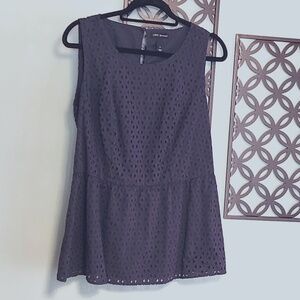 LANE BRYANT NAVY Eyelet Peplum Tank  Size 12W
